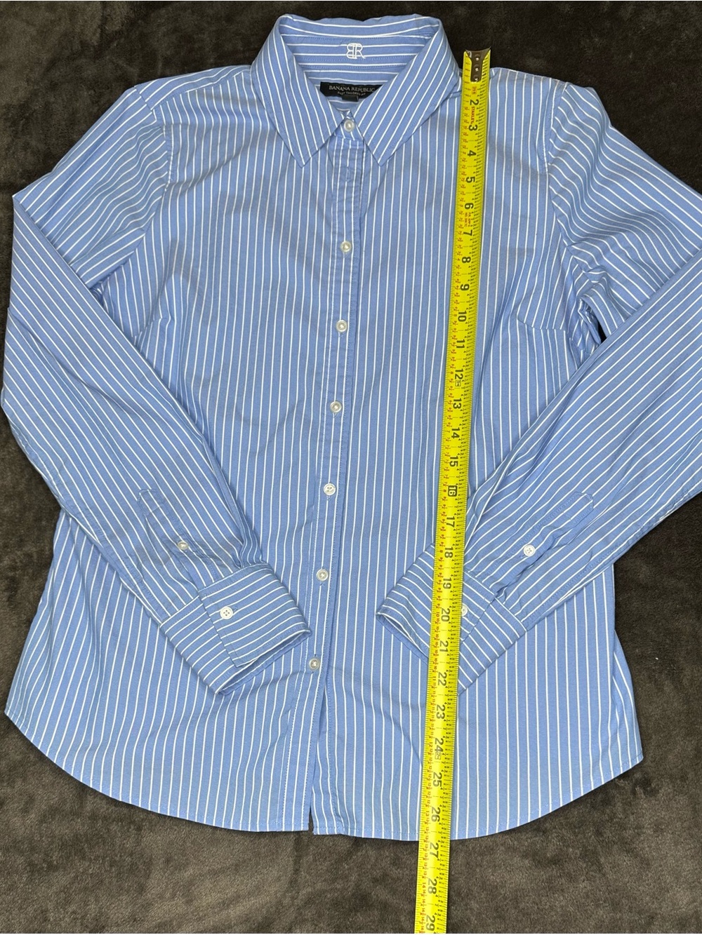Banana Republic Classic Blue Stripe Button-Up Shirt - Women's Top size 10 - Picture 4 of 8